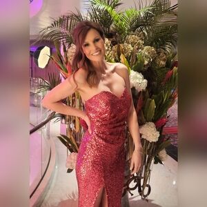 Faviana sequin prom formal pageant cruise 8 dress gown sweetheart, slit